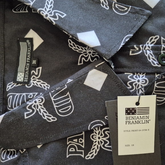 Black Graphic Men's Shirt 3X Benjamin Franklin - Picture 4 of 6